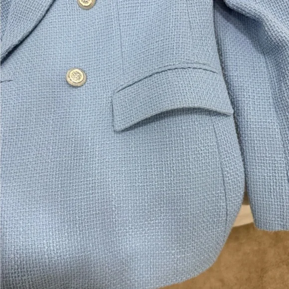 Zara Women's Light Blue Double-Breasted Blazer - Picture 4 of 4